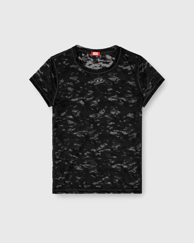 Diesel T-Shirt mit Camouflage-Spitze - Oberteile - Damen - Schwarz Schwarz