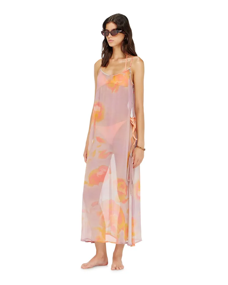 Diesel Strandkleid aus Chiffon mit Blumenmuster - Out of water - Damen - Violett Violett