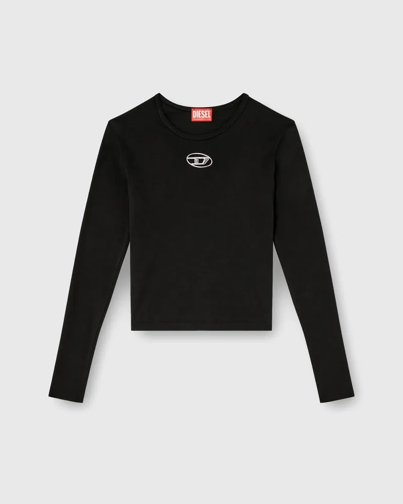 Diesel Langarm-Oberteil mit Oval D-Ausschnitt - T-Shirts - Damen - Schwarz Schwarz
