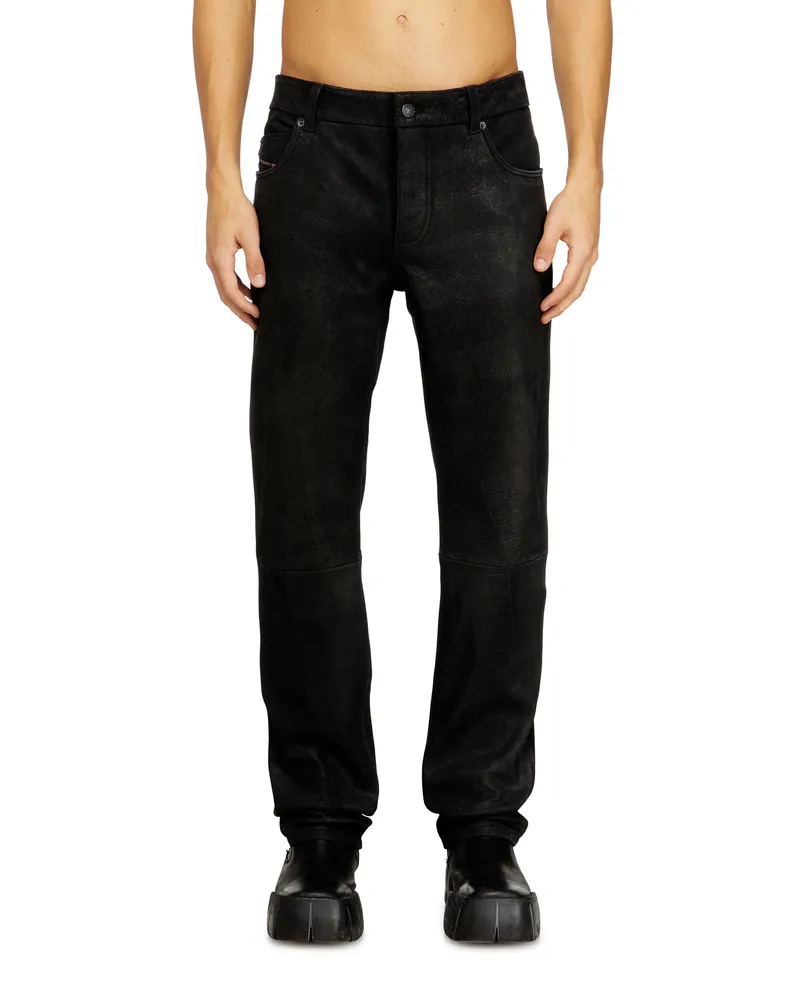 Diesel Jeans geschnittene Lederhosen - Hosen - Herren - Schwarz Schwarz