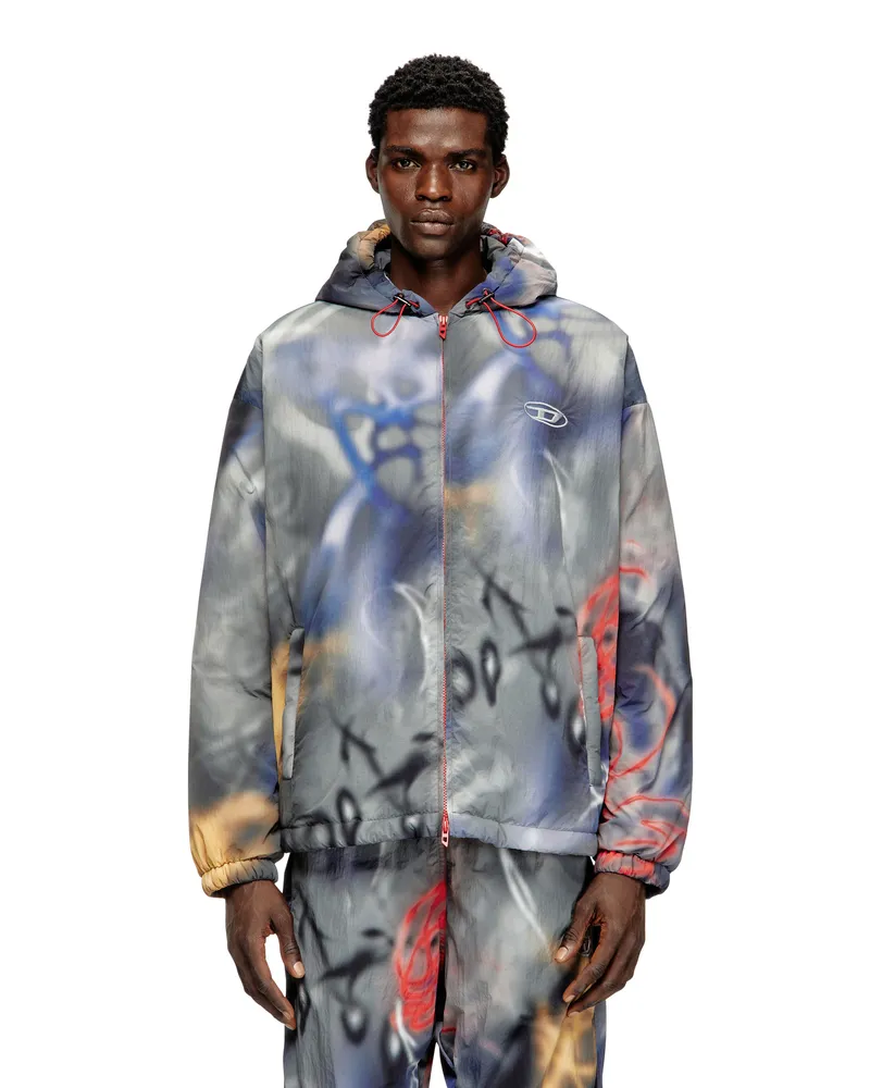 Diesel Padded windbreaker with graffiti print - Jacken - Herren - Bunt Bunt