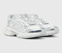 S-Pro-V-Dense-Sneakers aus Metallic-Mesh mit Oval D-Logo - Sneakers - Damen - Weiss