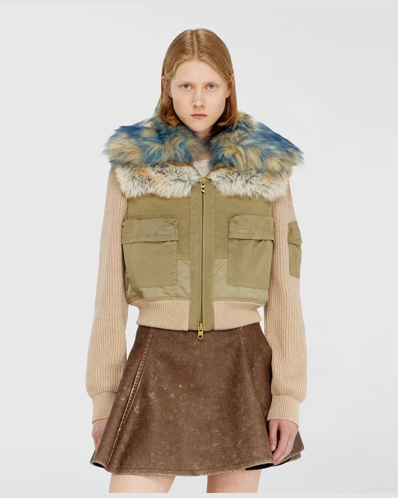 Diesel Bomberjacke mit Rippstrick- und Plüschbesatz - Jacken - Damen - Beige Beige
