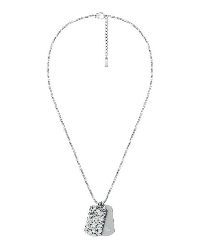 Diesel Dog-Tag-Halskette aus Edelstahl - Halsketten - Unisex - Silber Silber