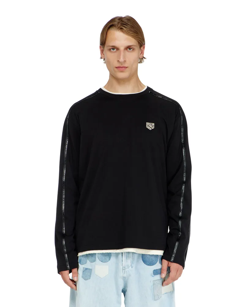 Diesel Langarm-T-Shirt mit tonalen Abschlüssen - T-Shirts - Herren - Schwarz Schwarz