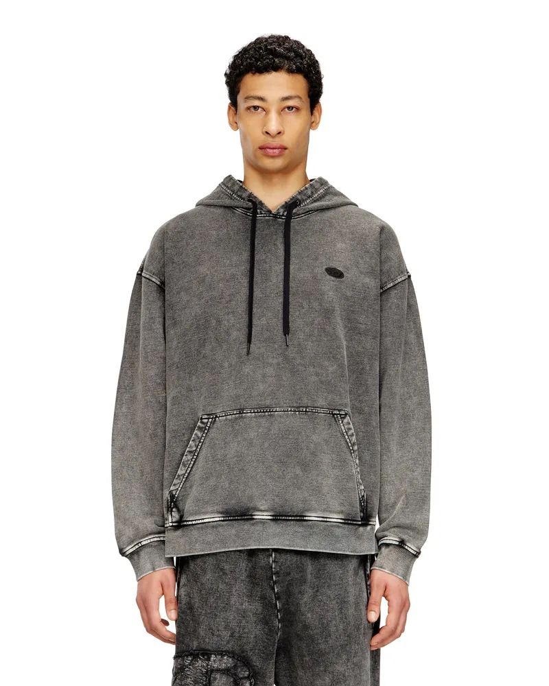 Diesel Hoodie mit roh geschnittener Rückenapplikation - Sweatshirts - Herren - Grau Grau