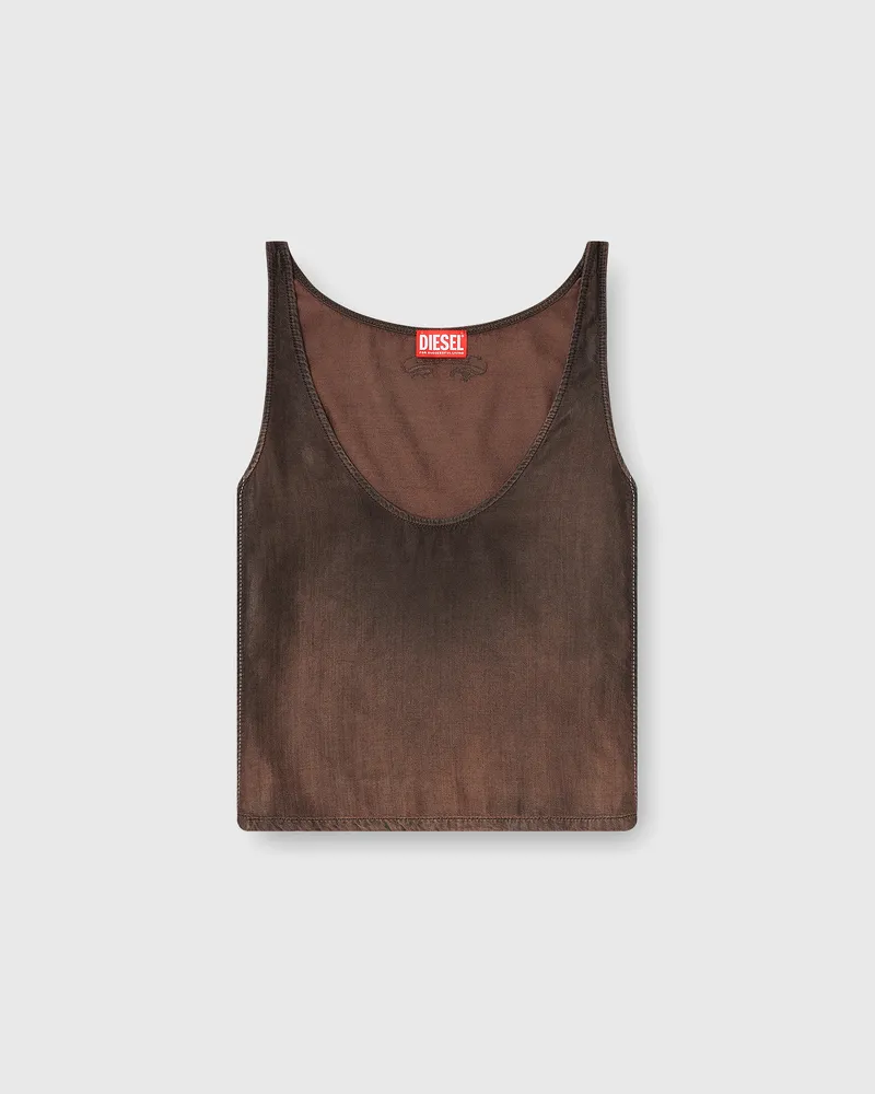 Diesel Tanktop aus fließendem, beschichtetem Denim - Oberteile - Damen - Braun Braun