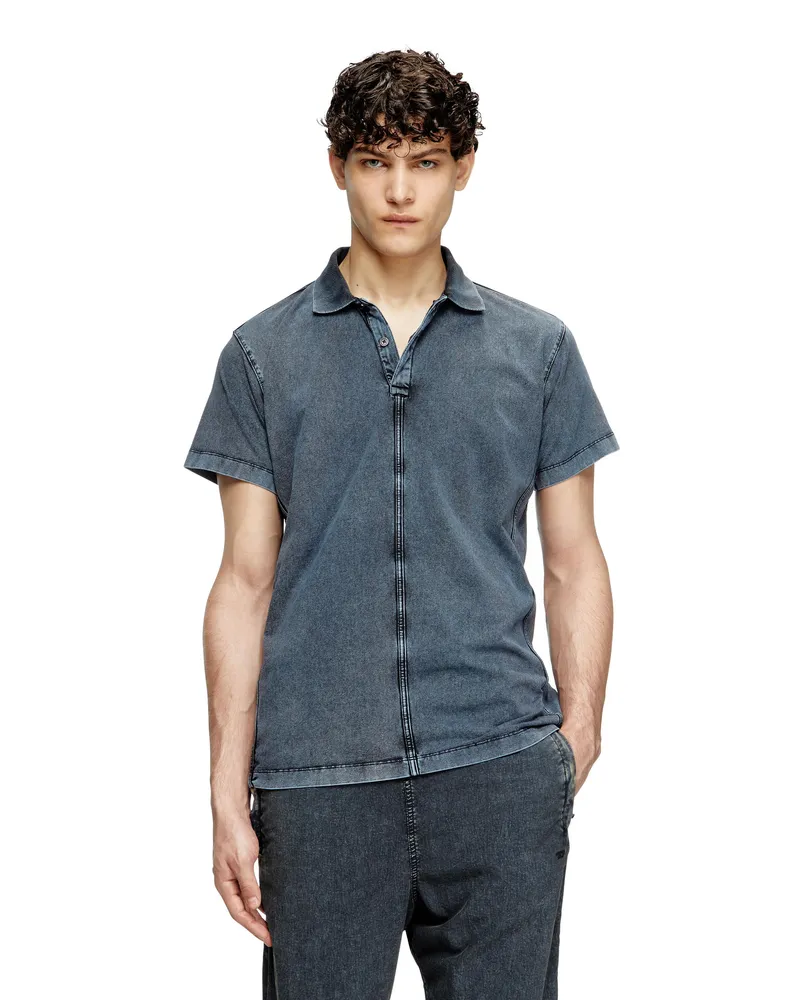 Diesel Poloshirt aus Jersey in Denim-Optik - Polohemden - Herren - Blau Blau