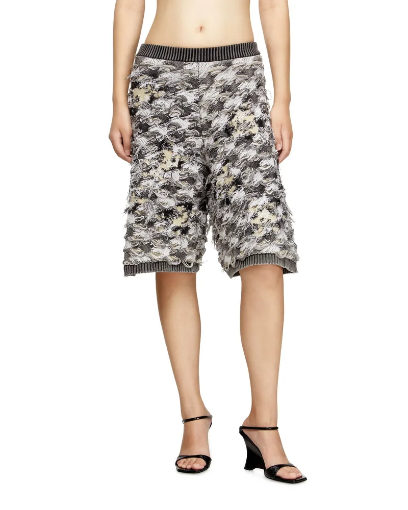 Diesel Destroyed-Hahnentritt-Jacquard-Shorts - Kurze Hosen - Damen - Bunt Bunt