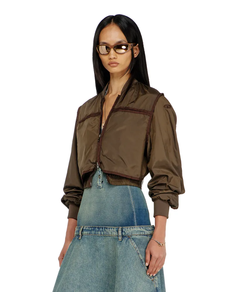 Diesel Nylonjacke mit tonalem Tape - Jacken - Damen - Braun Braun