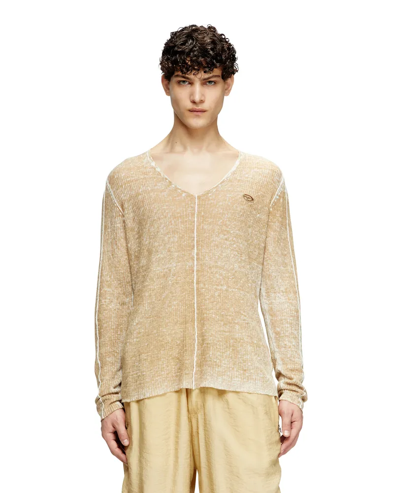 Diesel Pullover mit Innen-Print und Kontrastdetail - Strickwaren - Herren - Beige Beige