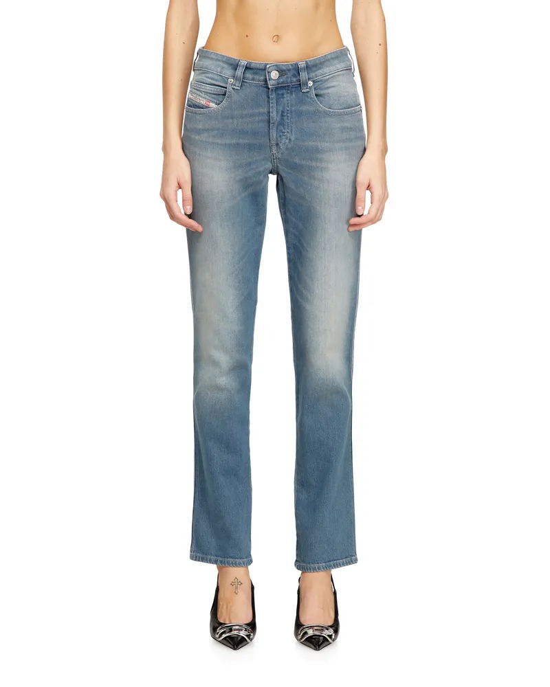 Diesel Slim Jeans Low Waist 1992 D-Jiann, Mittelblau, Knopfverschluss Blau