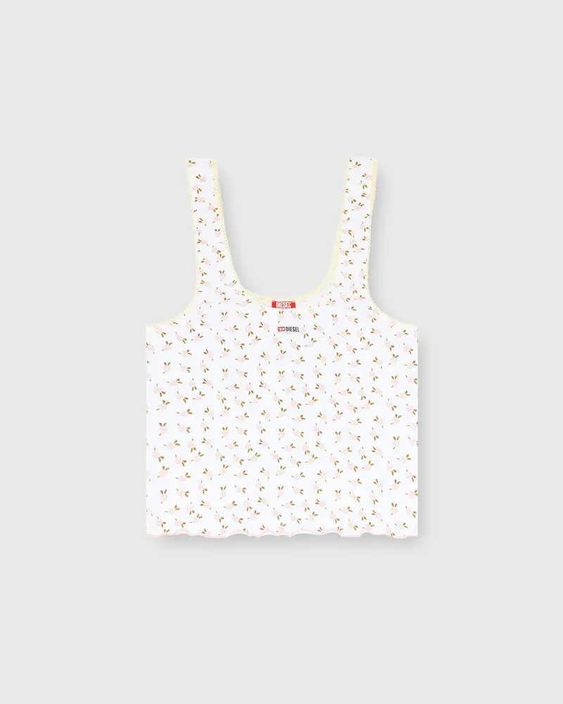 Diesel Stretch-Baumwolltop mit Blumenprint - Oberteile - Damen - Weiss Weiss