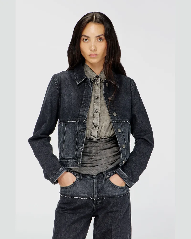Diesel Jacke aus segmentiertem Denim - Denim jacken - Damen - Schwarz Schwarz