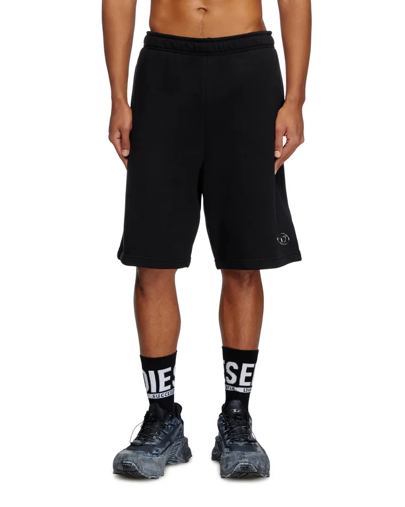 Diesel Sweatshorts mit silbernem Oval D - Kurze Hosen - Herren - Schwarz Schwarz