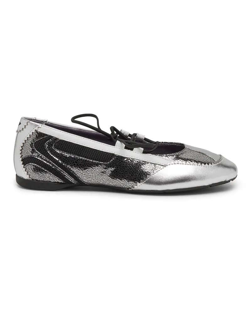 Diesel D-Mile-Metallic-Schnürballerinas - Flats - Damen - Silber Silber