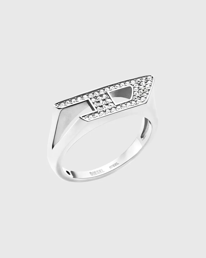 Diesel Siegelring aus Edelstahl mit Glitzereffekt - Ringe - Unisex - Silber Silber