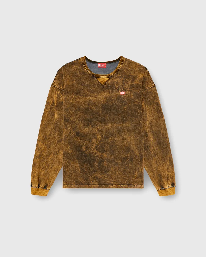 Diesel Acid-wash langärmliges T-Shirt mit ausgefransten Details - T-Shirts - Herren - Braun Braun