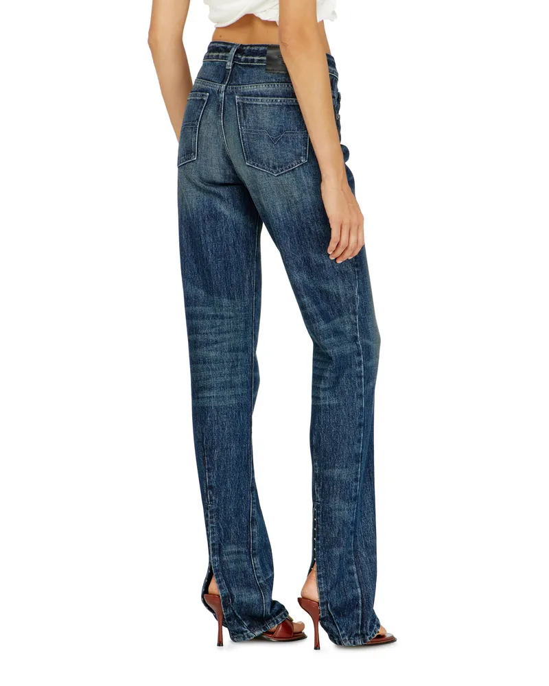 Diesel Regular Jeans Regular Waist D-Heel, Dunkelblau, Knopfverschluss Blau