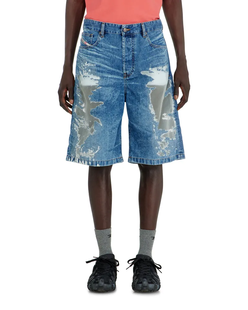 Diesel Shorts aus devoré-denim - Denim Kurze Hose - Unisex - Blau Blau
