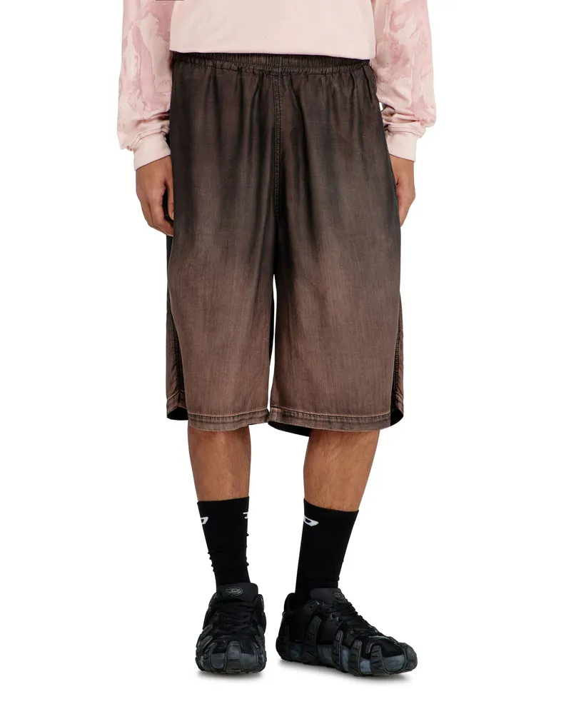 Diesel Lockere Bermudashorts aus fließendem, beschichtetem Denim - Denim Kurze Hose - Unisex - Braun Braun