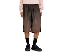 Lockere Bermudashorts aus fließendem, beschichtetem Denim - Denim Kurze Hose - Unisex - Braun