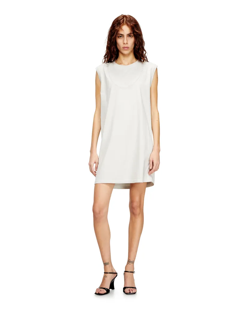 Diesel Kurzes Baumwollkleid mit geprägter Kette - Kleider - Damen - Weiss Weiss