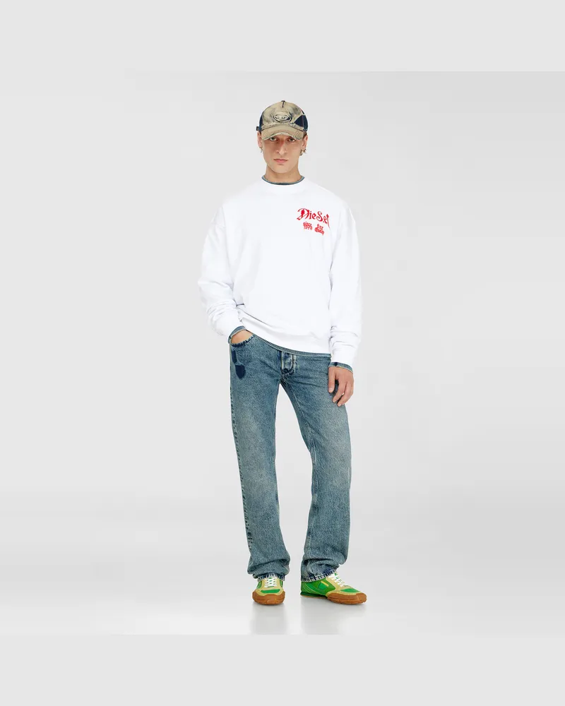 Diesel Sweatshirt aus Baumwolle mit Flockprint - Sweatshirts - Herren - Weiss Weiss