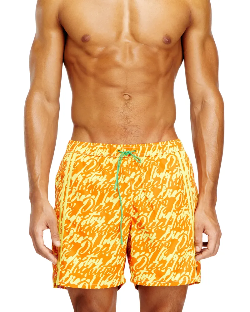 Diesel Badeshorts mit Allover-Logoprint - Badeshorts - Herren - Gelb Gelb
