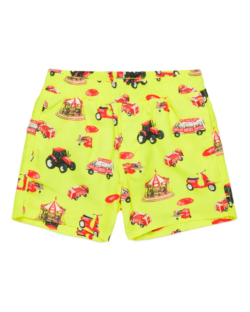 Diesel Badeshorts mit Fahrzeug-Print - Beachwear - Herren - Gelb Gelb