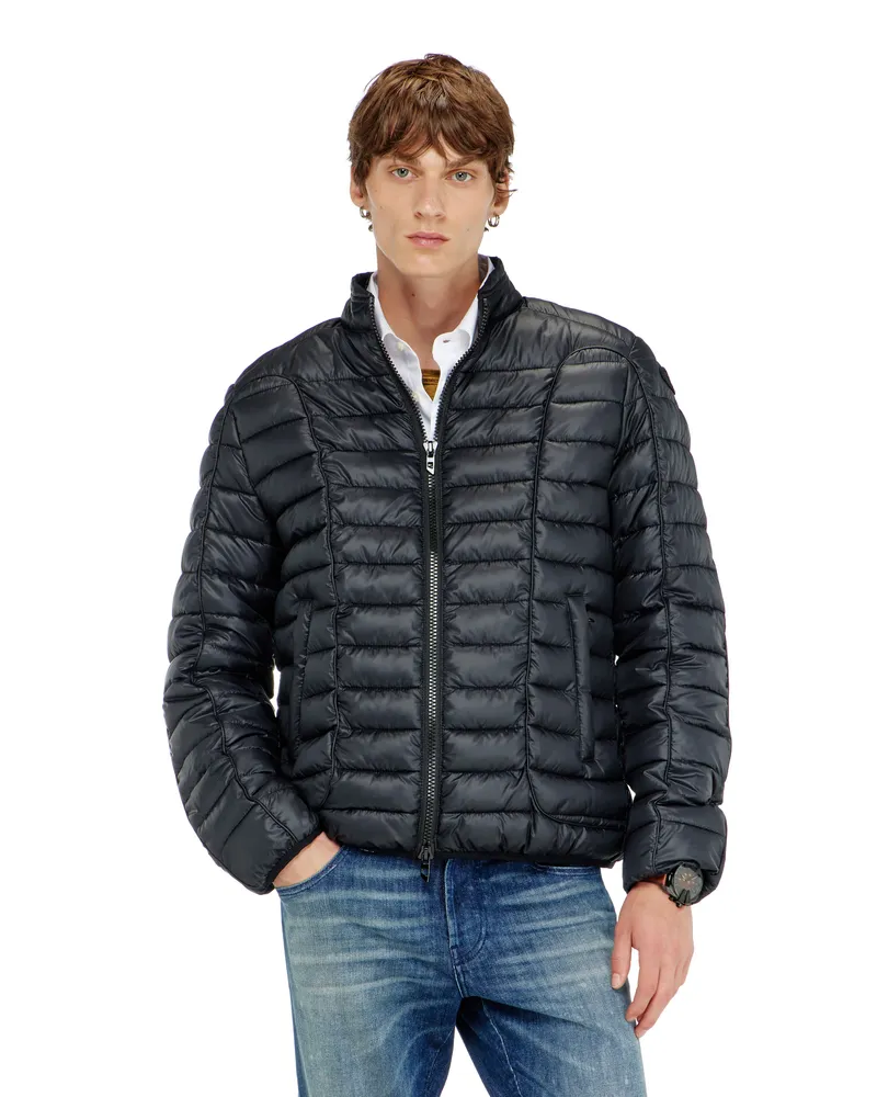 Diesel Biker-inspirierte Steppjacke mit tonalen Paspeln - Winterjacken - Herren - Schwarz Schwarz