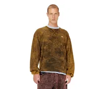 Acid-wash langärmliges T-Shirt mit ausgefransten Details - T-Shirts - Herren - Braun