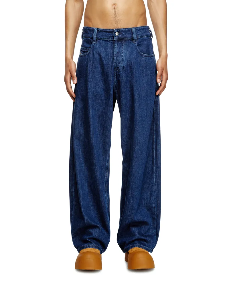Diesel Relaxed Jeans Regular Waist 1997 D-Enim-M, Dunkelblau, Knopfverschluss Blau