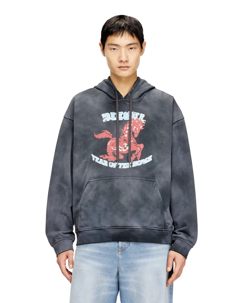 Diesel Tie-Dye-Hoodie mit Pferde-Print - Sweatshirts - Herren - Grau Grau