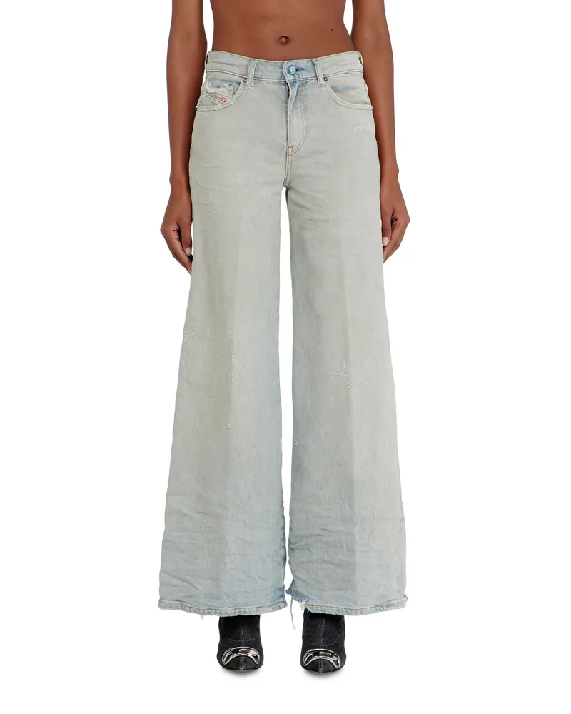 Diesel Flare Jeans Regular Waist 1978 D-Akemi, Hellblau, Reißverschluss Blau