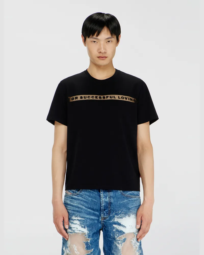 Diesel T-Shirt mit For Successful Loving Logo - T-Shirts - Unisex - Schwarz Schwarz
