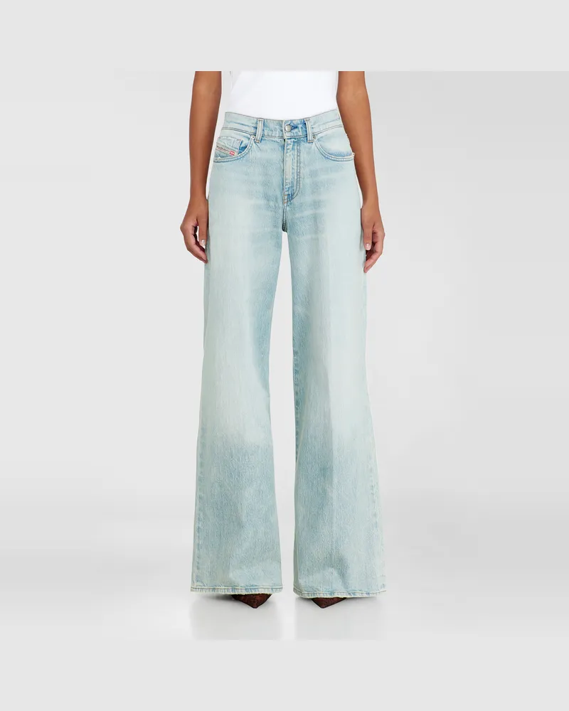 Diesel Flare Jeans Regular Waist 1978 D-Akemi, Hellblau, Reißverschluss Blau