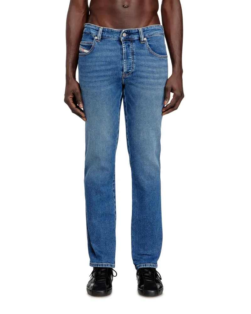 Diesel Slim Jeans Regular Waist 1993 D-Vyl, Mittelblau, Knopfverschluss Blau