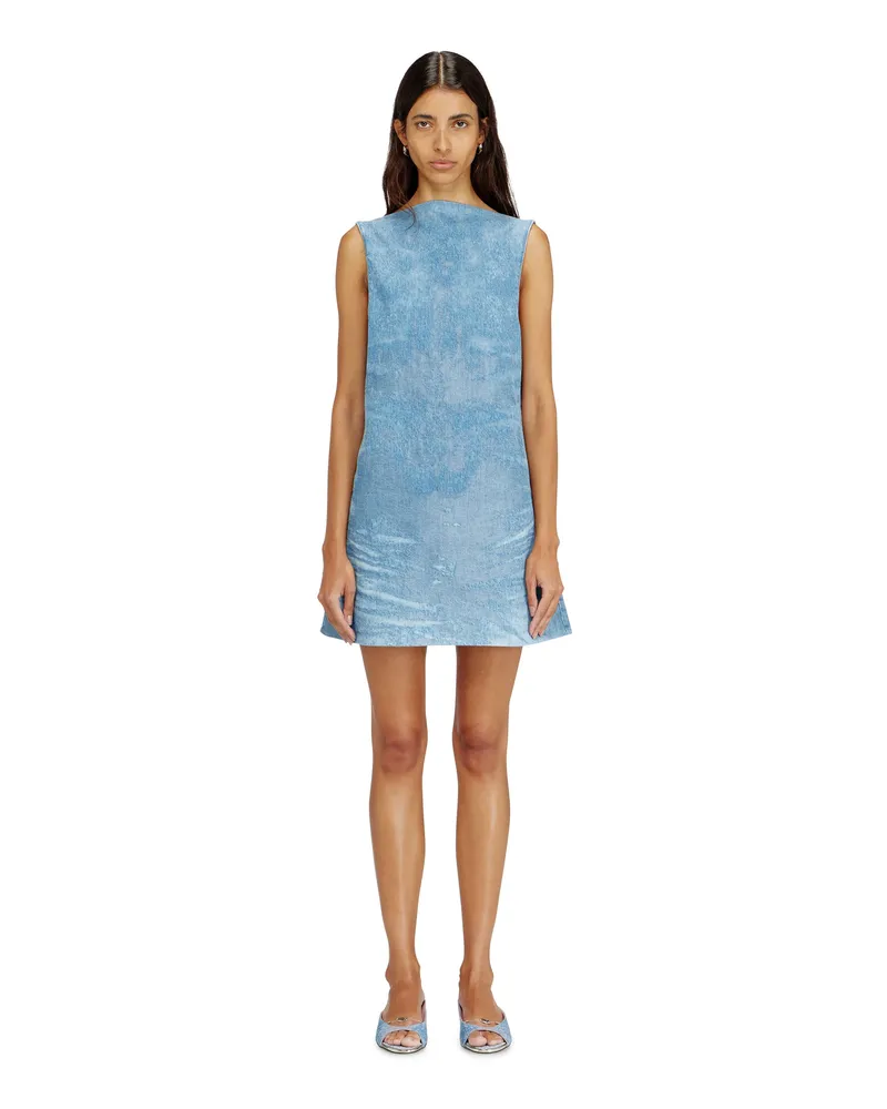 Diesel Kurzes Kleid aus Satin-Denim - Kleider - Damen - Blau Blau