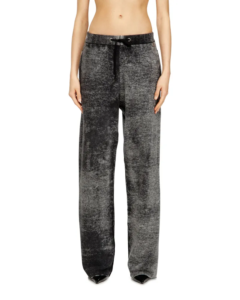 Diesel Strick-Jogginghose aus Wolle mit umgekehrtem Druck - Kurze Hosen - Damen - Grau Grau