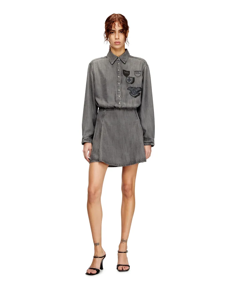 Diesel Jeanskleid mit Stickaufnähern - Kleider - Damen - Grau Grau