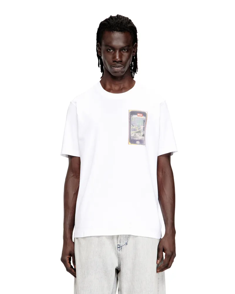 Diesel Reguläres Baumwoll-T-Shirt mit Digitaldruck - T-Shirts - Herren - Weiss Weiss