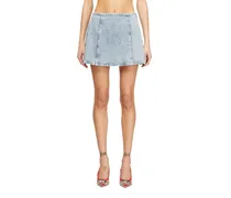 Minirock aus grafischem Denim mit Kristallen - Röcke - Damen - Blau