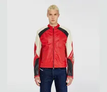 Bikerjacke aus perforiertem Colour-Block-Leder - Lederjacken - Herren - Bunt