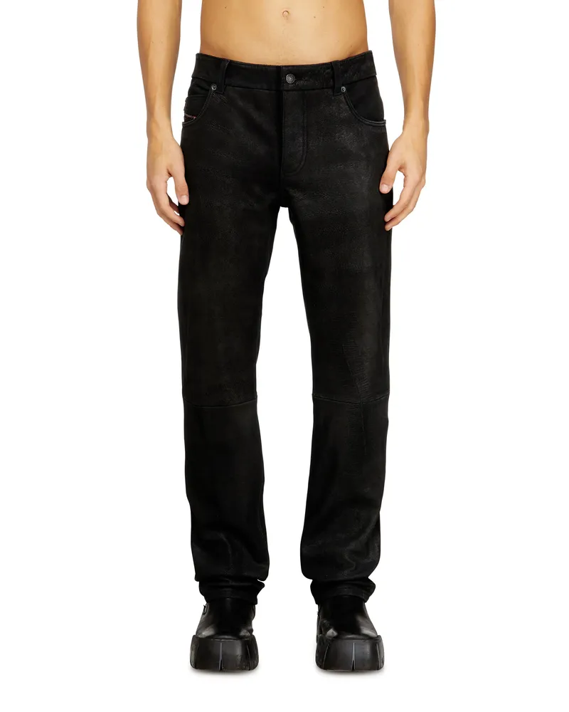 Diesel Jeans geschnittene Lederhosen - Hosen - Herren - Schwarz Schwarz
