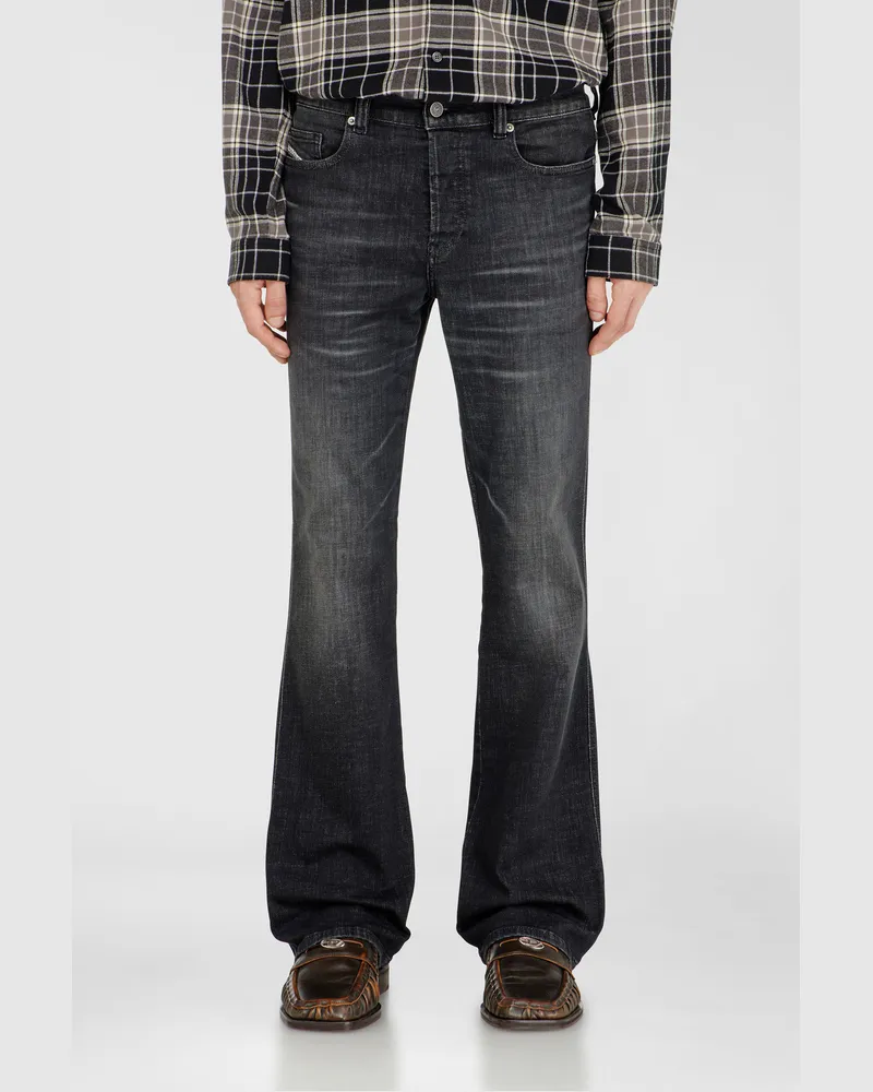 Diesel Bootcut Jeans Regular Waist 1998 D-Buck, Schwarz/Dunkelgrau, Knopfverschluss Schwarz