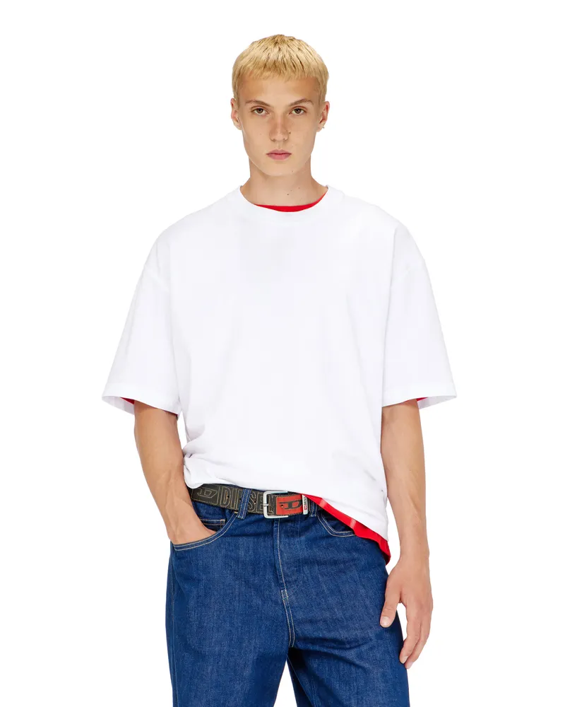 Diesel T-Shirt mit großer Oval D-Stickerei - T-Shirts - Herren - Weiss Weiss