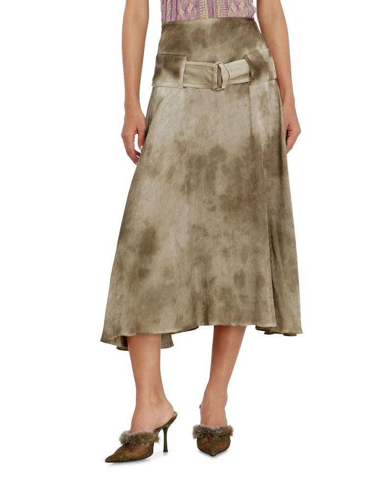 Diesel Belted Midirock aus Logo-Jacquard-Satin - Röcke - Damen - Braun Braun