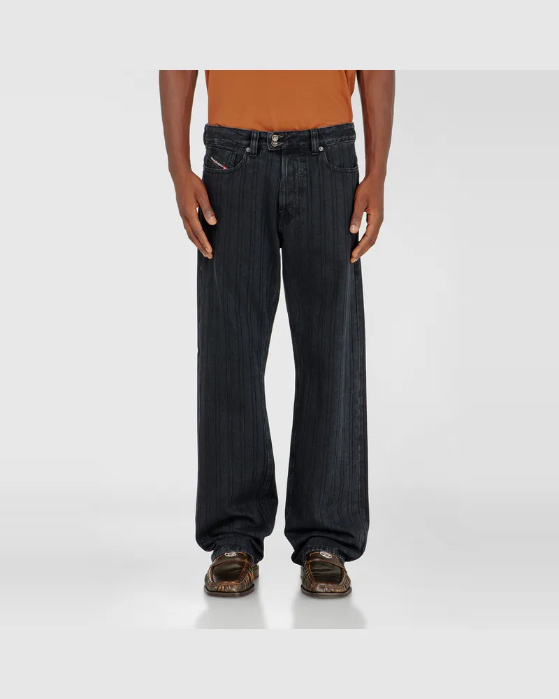 Diesel Relaxed Jeans Regular Waist 1980 D-Eeper,, Knopfverschluss Schwarz