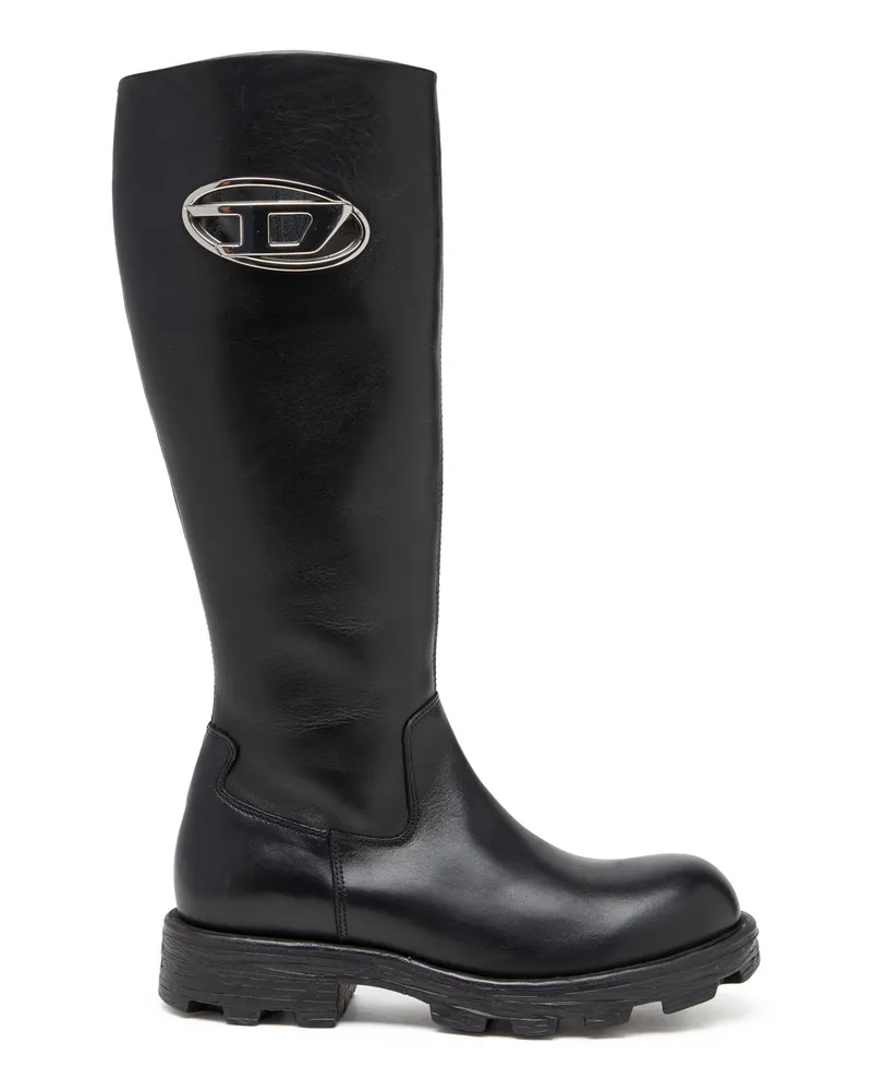 Diesel D-Hammer-Kniehohe Stiefel aus Leder - Stiefel - Damen - Schwarz Schwarz